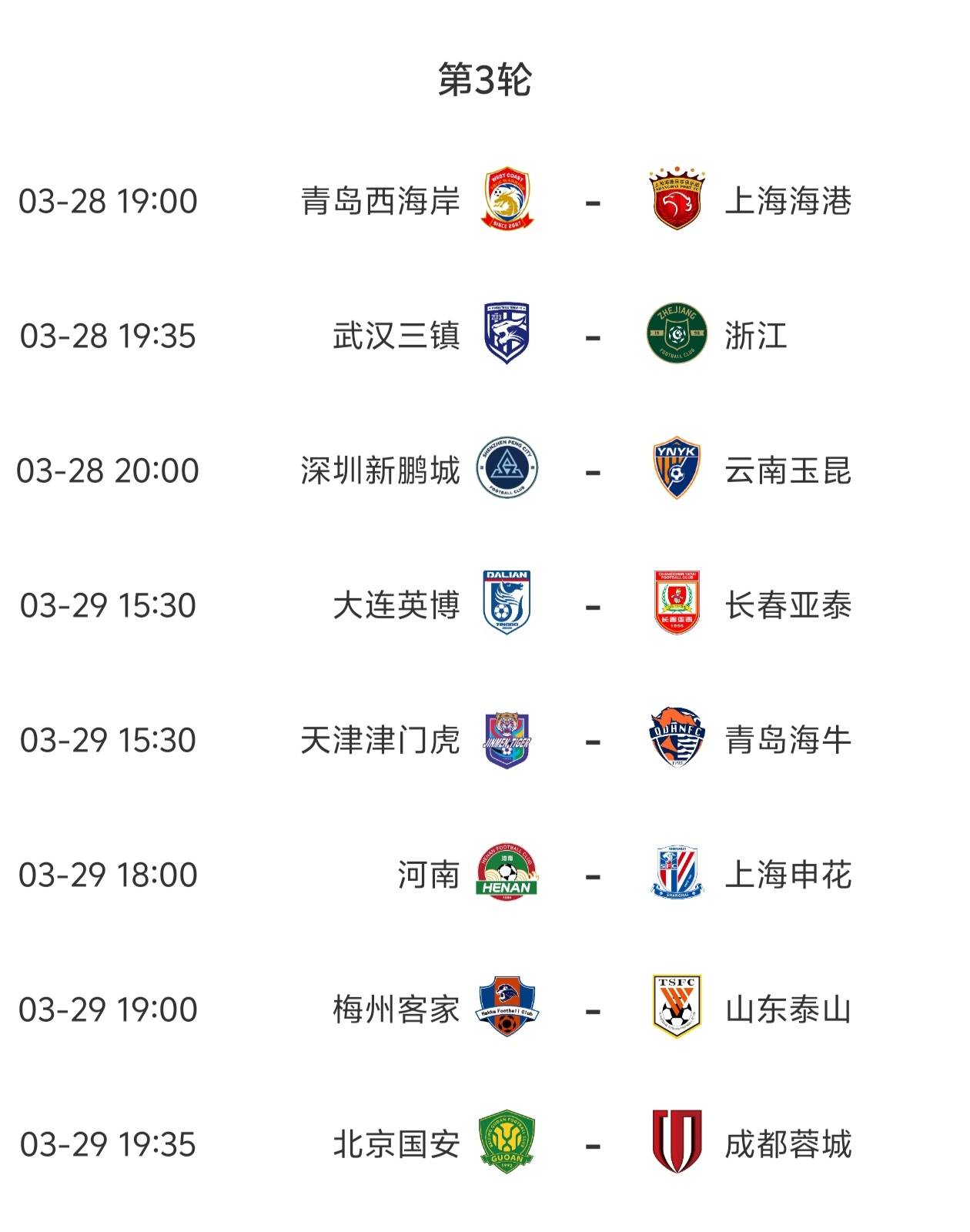 皇冠体育网址中超第3轮今晚打响赛事全预测3场焦点大战值得关注(图1)